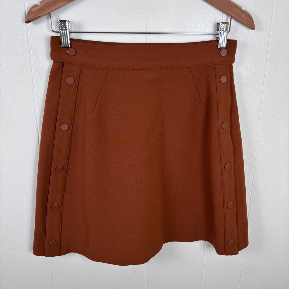 Whistles Terracotta Buttoned Mini Skirt